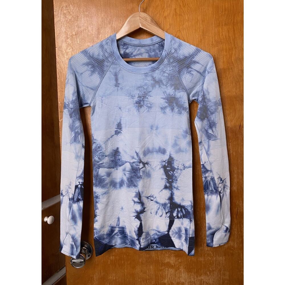 Lululemon Swiftly Tech Long Sleeve 2.0 Shibori Stripe Navy Blue Tie Dye Sz 4